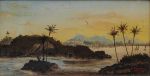 TRIBOLET, HENRIQUE<br>(1862-1908)<br>Vista do Rio de Janeiro<br>Óleo s/ tela<br>Ass. e datado 1895, cid<br>25 x 50 cm