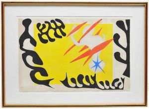 <b>HENRI MATISSE</b><br>(1869-1954)<br>Le Cauchemar de lEléphant Blanc<br>Chapas executadas em estêncil, com colagens e recortes de Henri Matisse, por Edmond Variel  1947.<br>Prancha do livro "JAZZ", produzido por Tériad, edição Verve. Exemplar 91/100.<br>41 x 64 cm