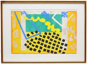 <b>HENRI MATISSE</b><br>(1869-1954)<br>Les Codomas<br>Chapas executadas em estêncil, com colagens e recortes de Henri Matisse, por Edmond Variel  1947.<br>Prancha do livro "JAZZ", produzido por Tériad, edição Verve. Exemplar 91/100.<br>41 x 64 cm